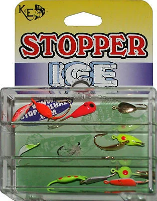 fishing line strength-Stopper Mini Ice Fishing Kit 12-8 Includes 12 Different Jigs Sized 8 3C-12-10