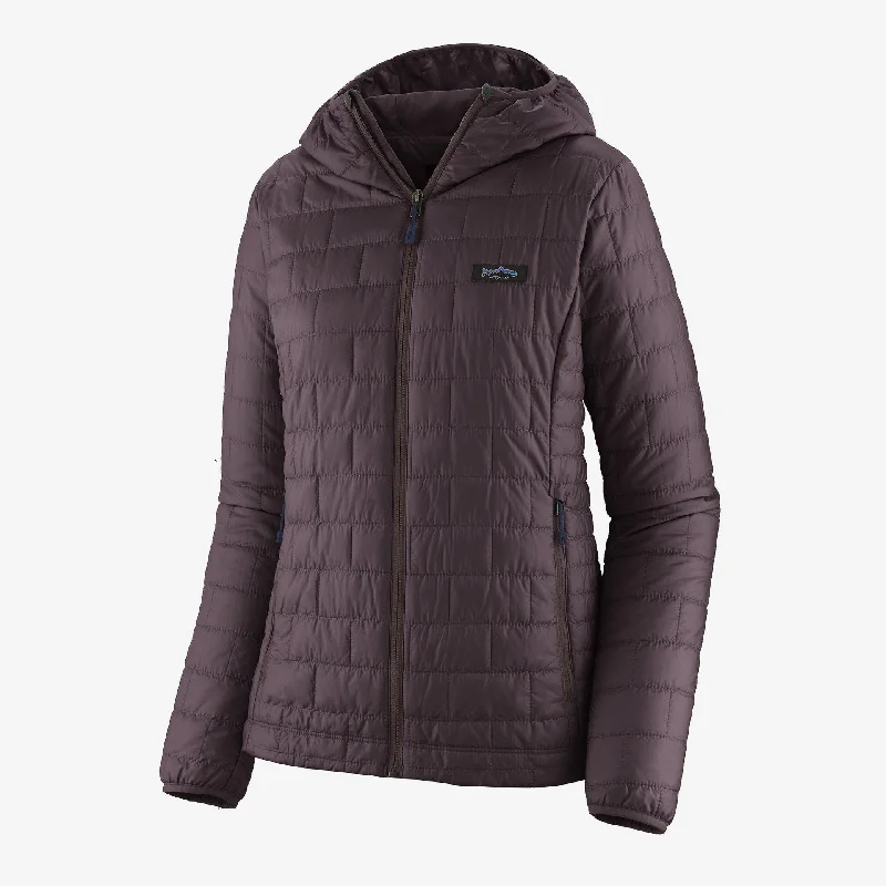 spinning reels for deep sea fishing-Patagonia Women's Nano Puff Fitz Roy Trout Hoody - Obsidian Plum