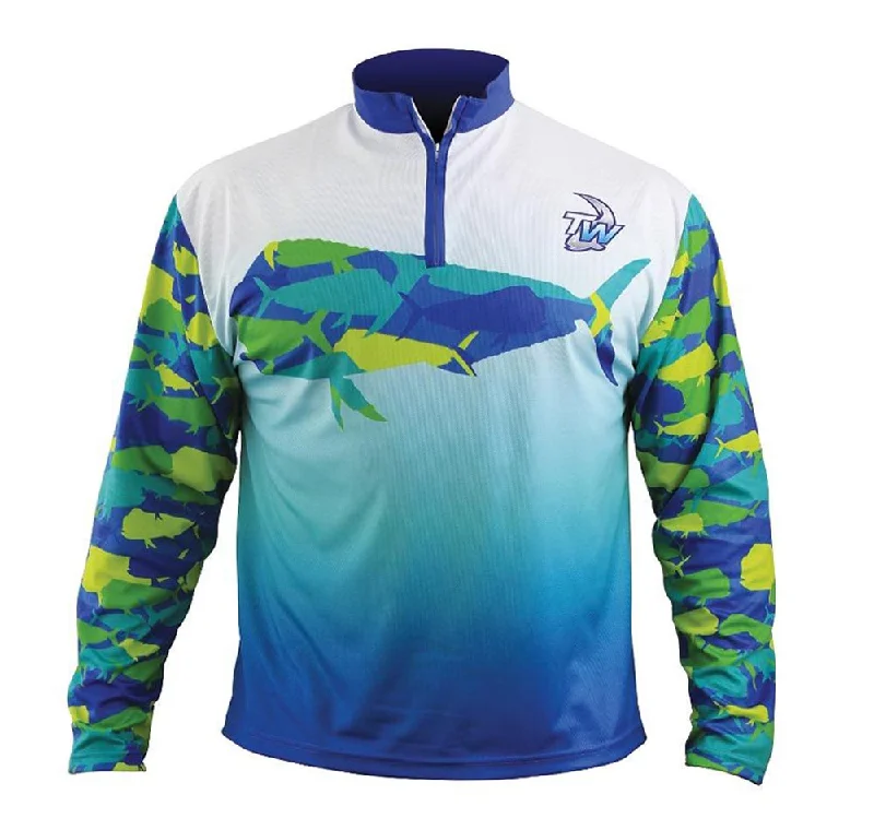 fishing tackle for saltwater-Tackle World Camo Dolphinfish Kids Fishing Shirt Size 16