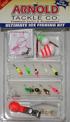 fishing waders for freshwater fishing-Arnold Clam Ice Fishing Kit AJ25 Jigs Two Floats Depth Finder FKW-AJ25